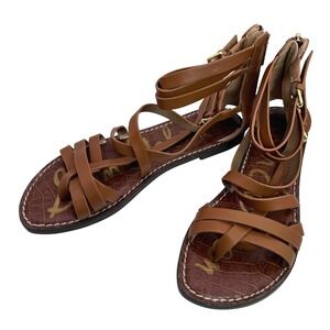 Sam Edelman Brown Sandals Womens Sz 7 Ganesa Gladiator Strappy Leather Back Zip
